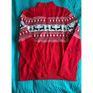 NWOT Men's Size Large Christmas Winter Holiday Sweater Pullover Quarter Zip